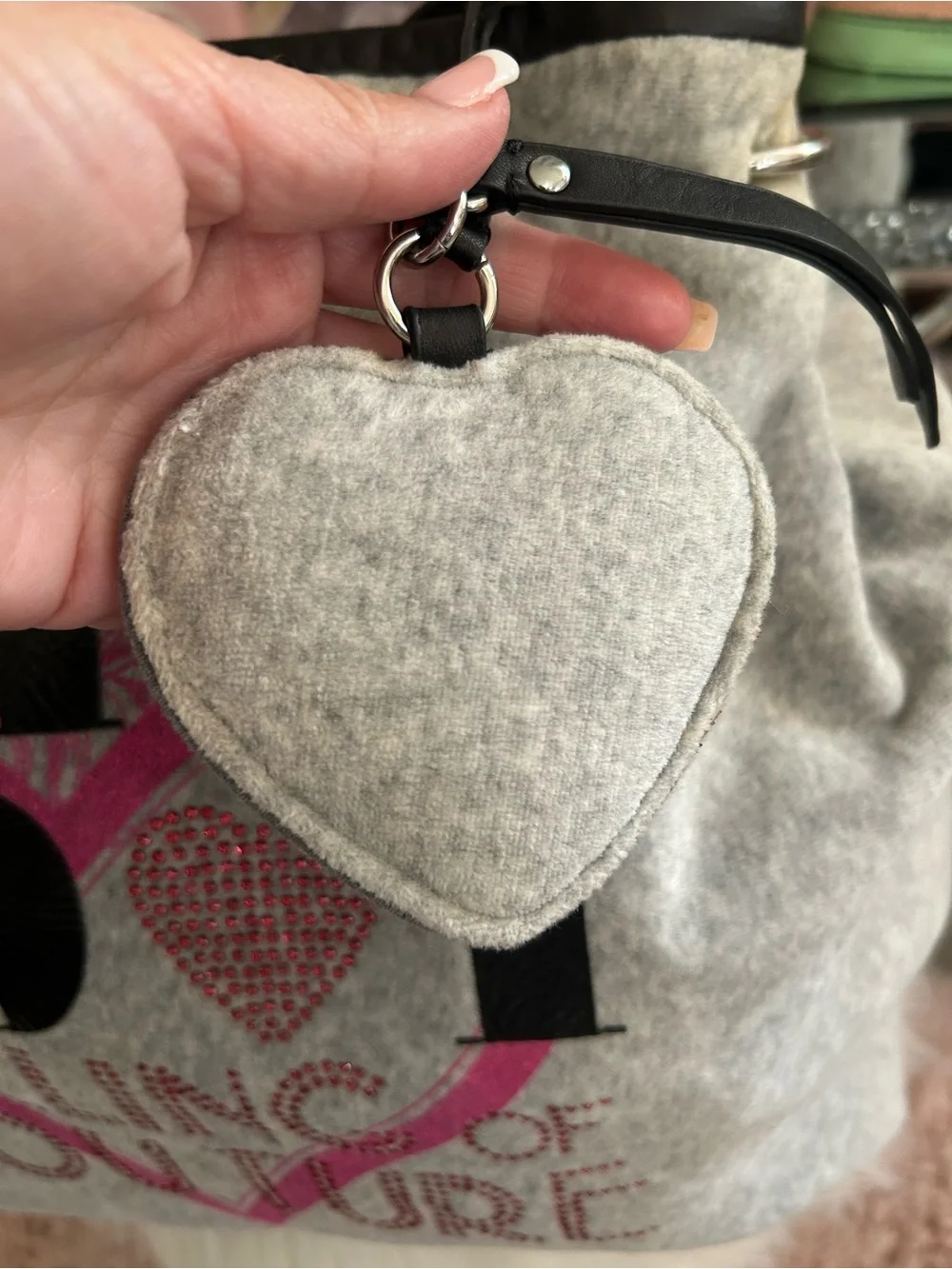 Y2K Vintage 2010 Juicy Couture Gray Velour Large Hobo Bag Darling Of Couture